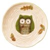 Crimson Hollow Owl Serving Plate & Metal Stand