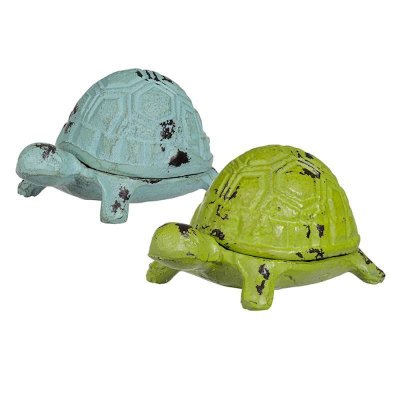 Cast Iron Turtle Figurine Trinket Box by Grasslands Road