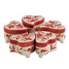 Heart Shape Red Leaf Design Trinket Box