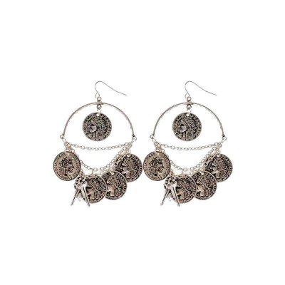 Silver Gypsy Coins Chandelier Earrings by Spring Street