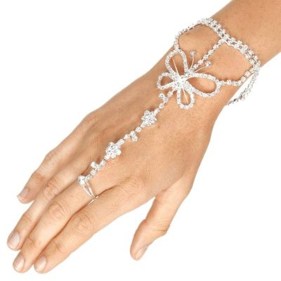 Crystal Butterfly Bracelet with Ring Slave Style