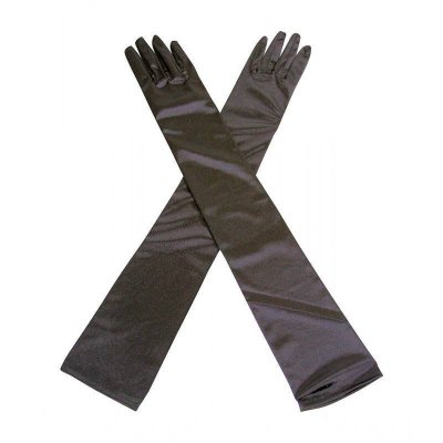 Glamorous Long Black Satin Formal Gloves