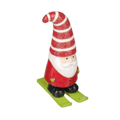 Christmas Santa Figurine on Skis Fairy Garden Holiday Decor