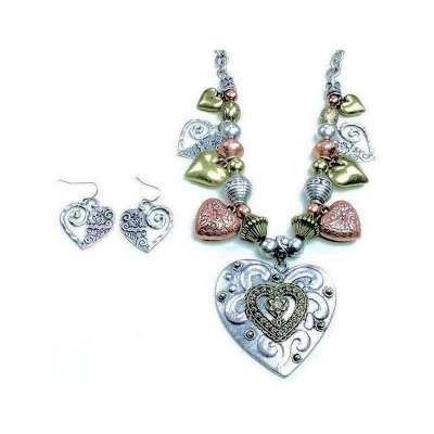 Hearts on Fire Necklace & Earrings Jewelry Set