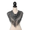 Bandanna Style Gun Metal Grey with Fringe Neck Scarf