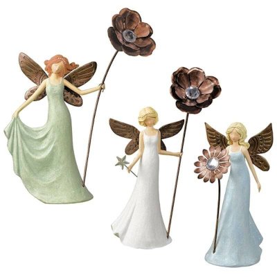 Metal & Crystal Flower Garden Fairy Figurine