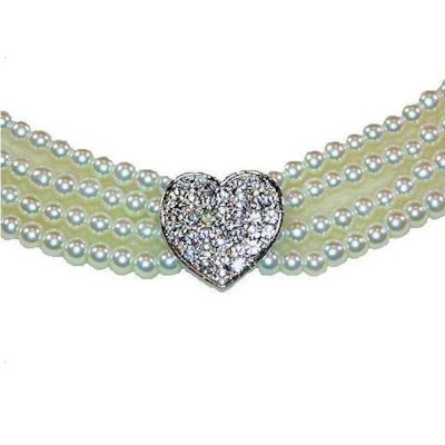 Crystal Heart Charm & Pearl Beads Bracelet