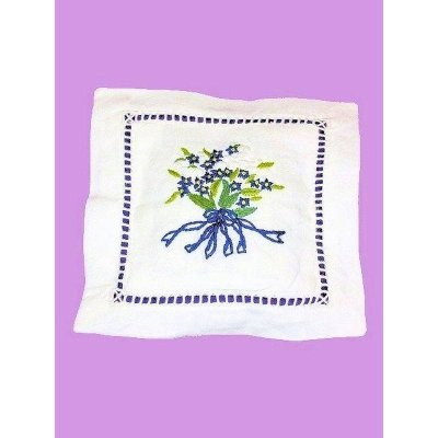 Forget Me Not Flower Design Handmade Linen Sachet Pillow