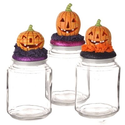 Pumpkin Head Halloween Glass Jar by Grasslands Road