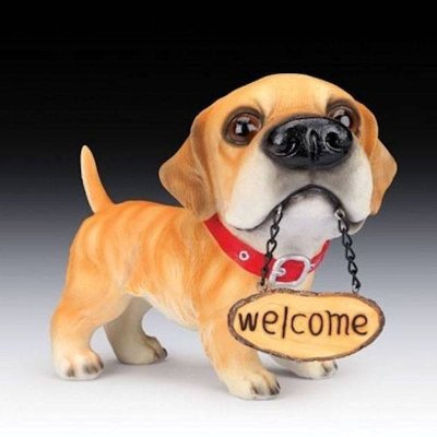 Huge Head Welcome Golden Retriever Dog Figurine