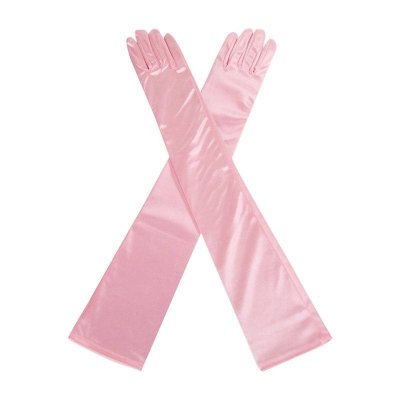 Pink Satin Long Glamorous Formal Gloves