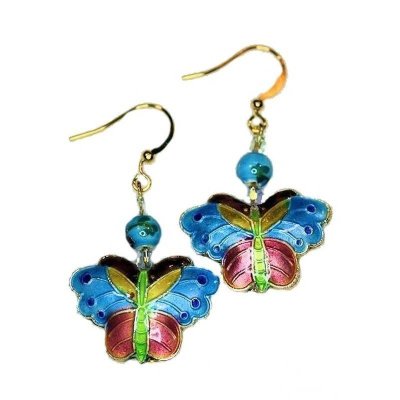 Butterfly Cloisonne Beaded Earrings