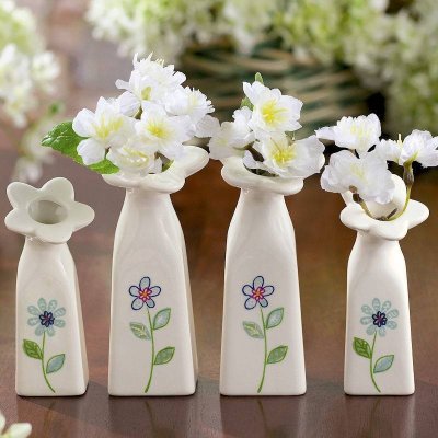 Bud Vases Set of 2 Spring Flowers