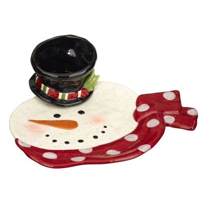 Snowman Christmas Chip & Dip Serving Platter