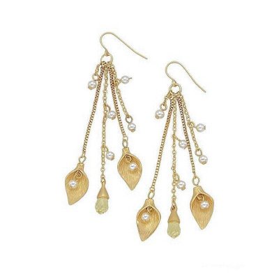 Crystal Leaf Drop Chandelier Earrings by Spring Street