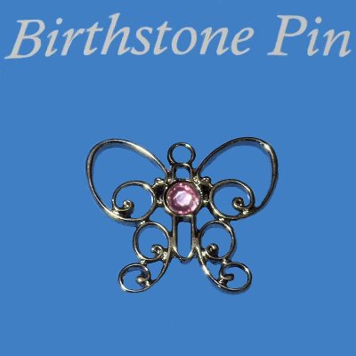 October Birthstone Butterfly Lapel Pin