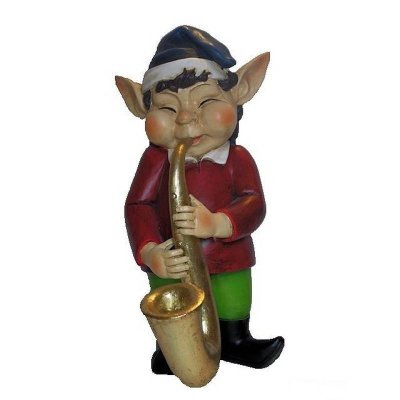 Elf Musician with Saxophone Christmas Figurine