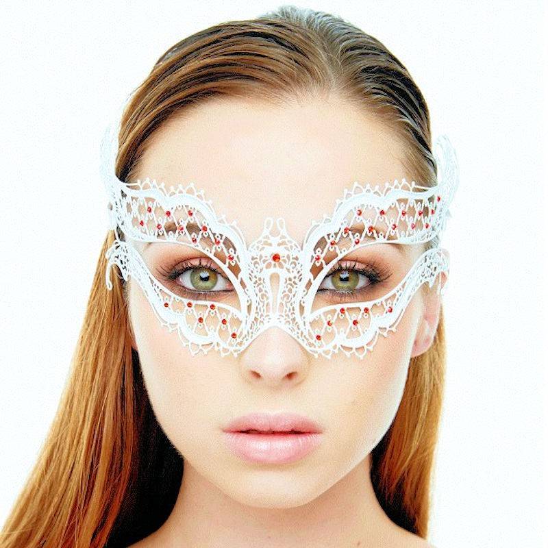 Bridal Enchantress Masquerade Mask White Laser Cut Metal