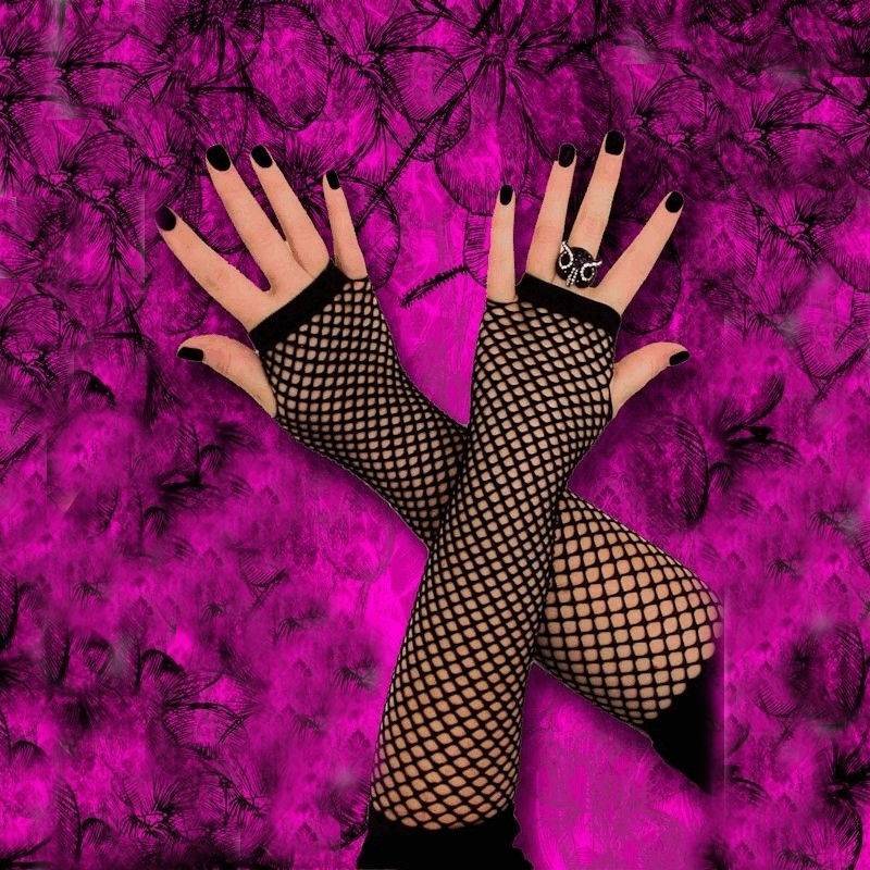 Fish Net Fingerless Gloves Long