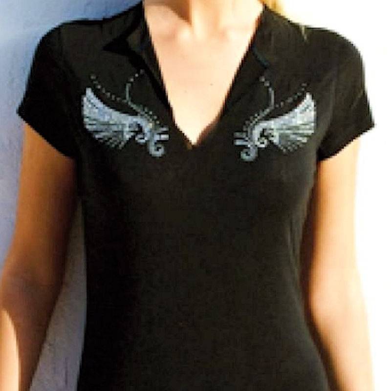 Angel Love Rhinestone Shirt Black by Sabrina Barnett