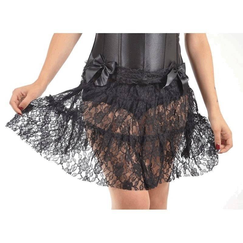 Sheer Rose Black Lace Skirt