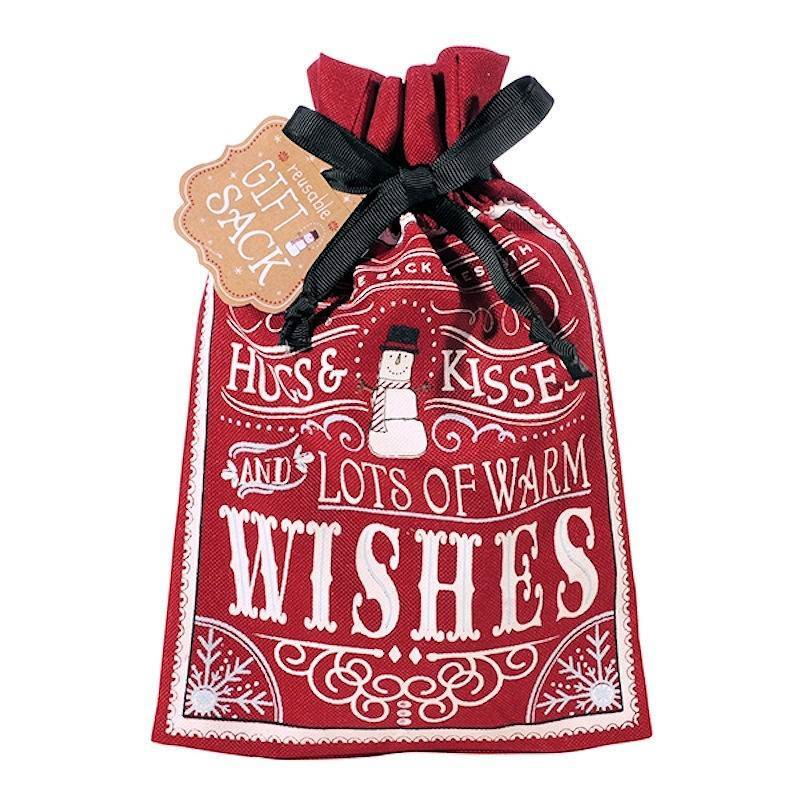 Hugs & Kisses Christmas Refillable Canvas Cookie Gift Bag