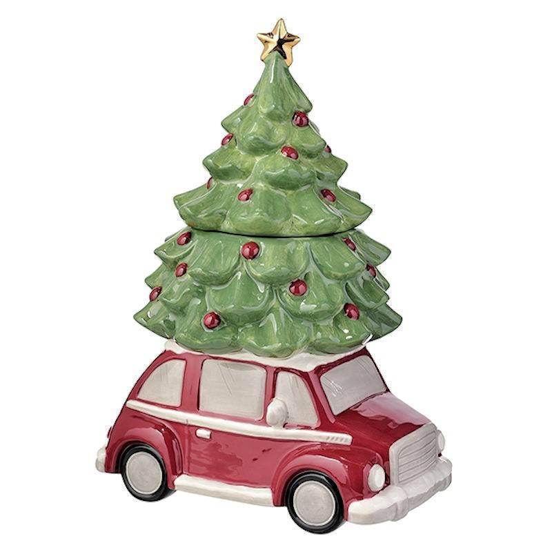 Car & Tree Vintage Memories Christmas Cookie Jar