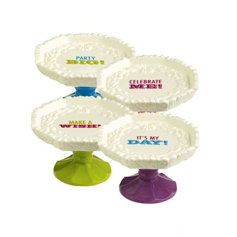 Happy Birthday Cupcake Pedestal Serving Plate