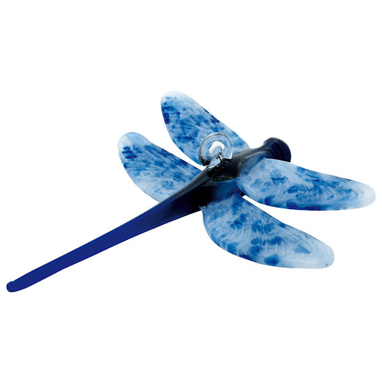 Dragonfly Ornament Handmade Blue Glass