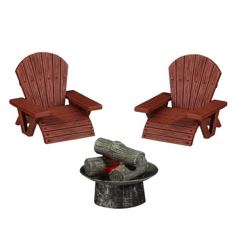 Light Up Fairy Fire Pit & 2 Adirondack Chairs Garden Furniture