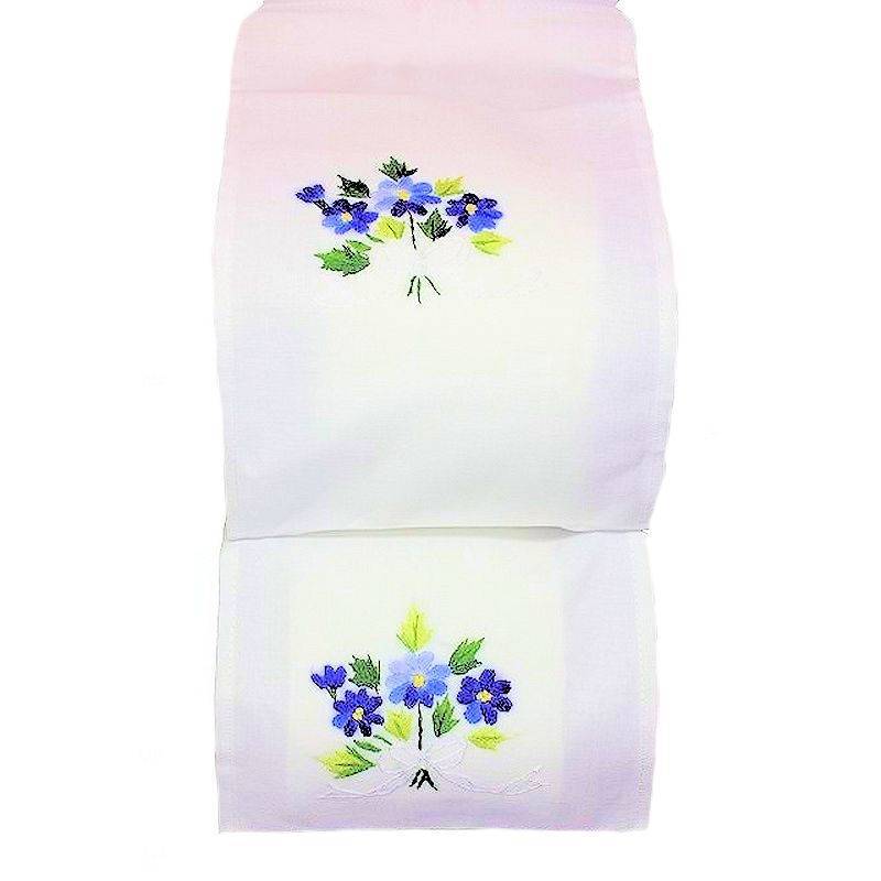 Forget Me Not Flowers Handmade Linen Toilet Paper Holder