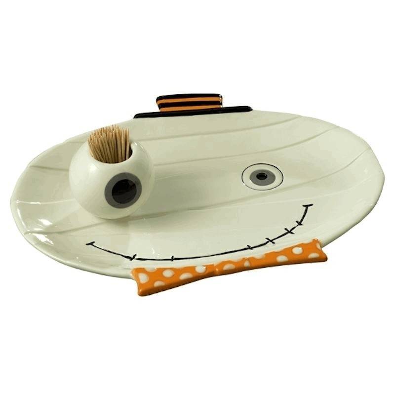 Mummy Halloween Serving Plate with Toothpick Holder