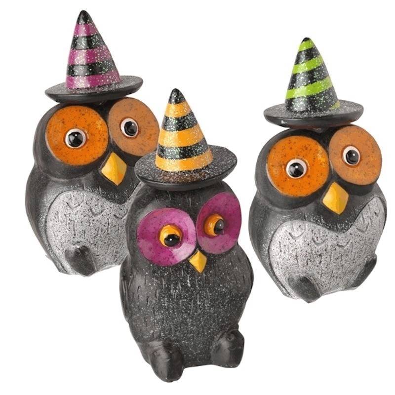 Bobble Head Halloween Owl Figurine