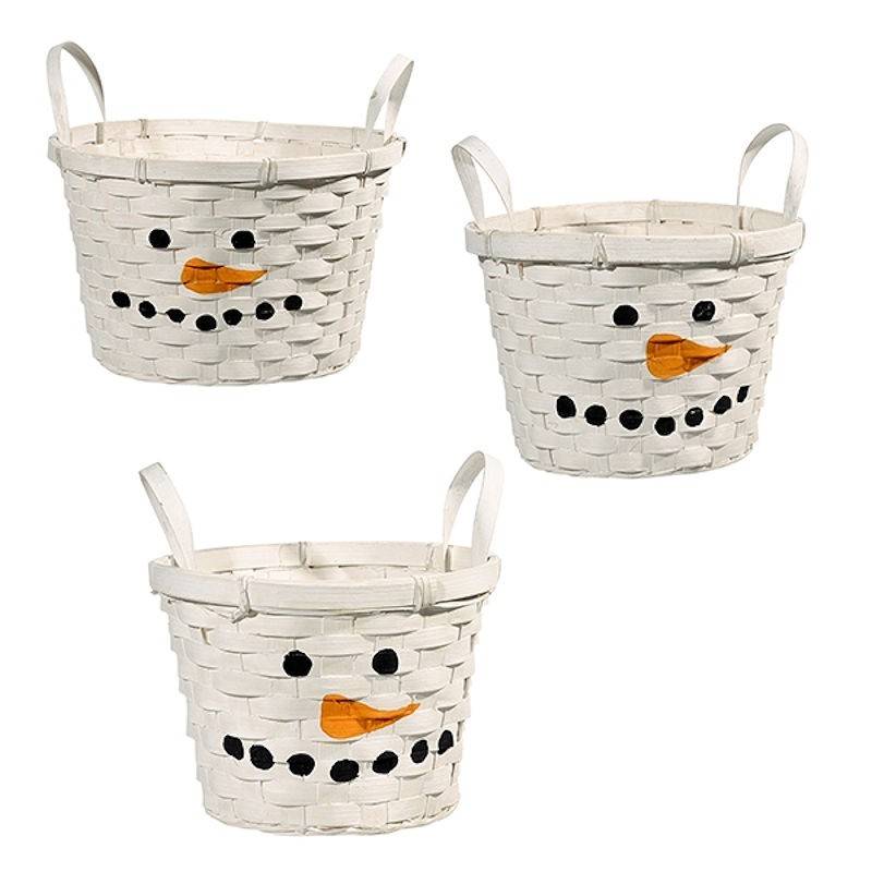 Snowman Face Christmas Nested Baskets Set of 3