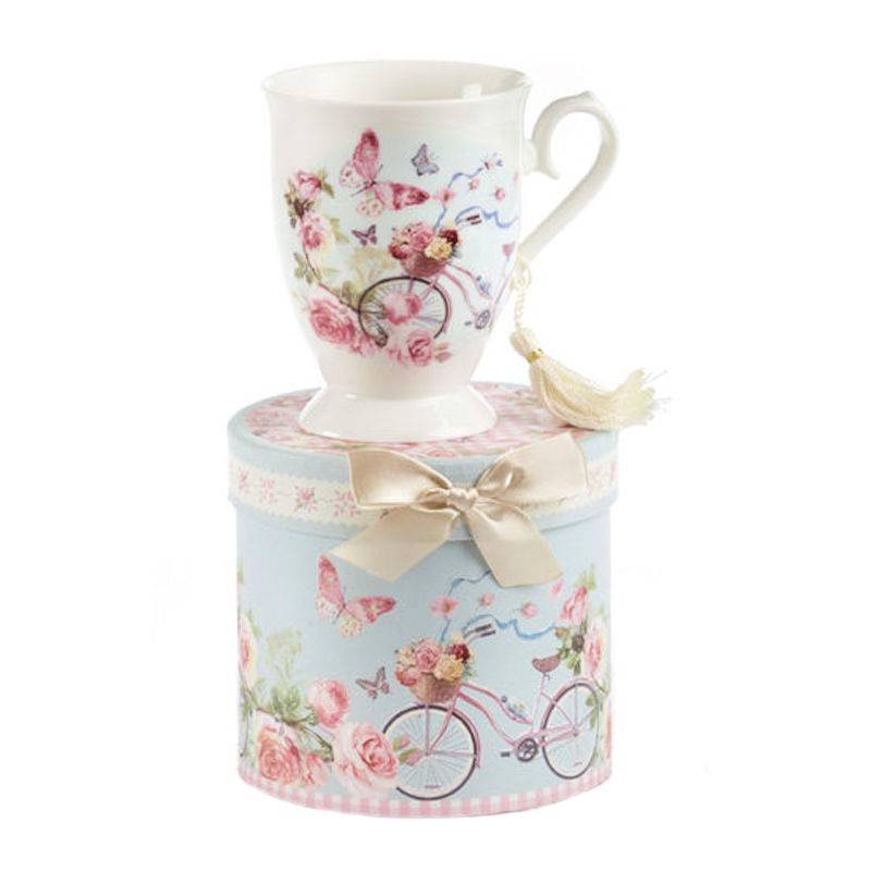 Butterflies, Roses & Bicycle Footed Tea Cup