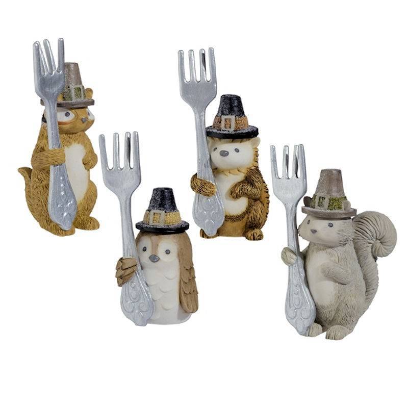 Animal Figurine Thanksgiving Place Card Holder