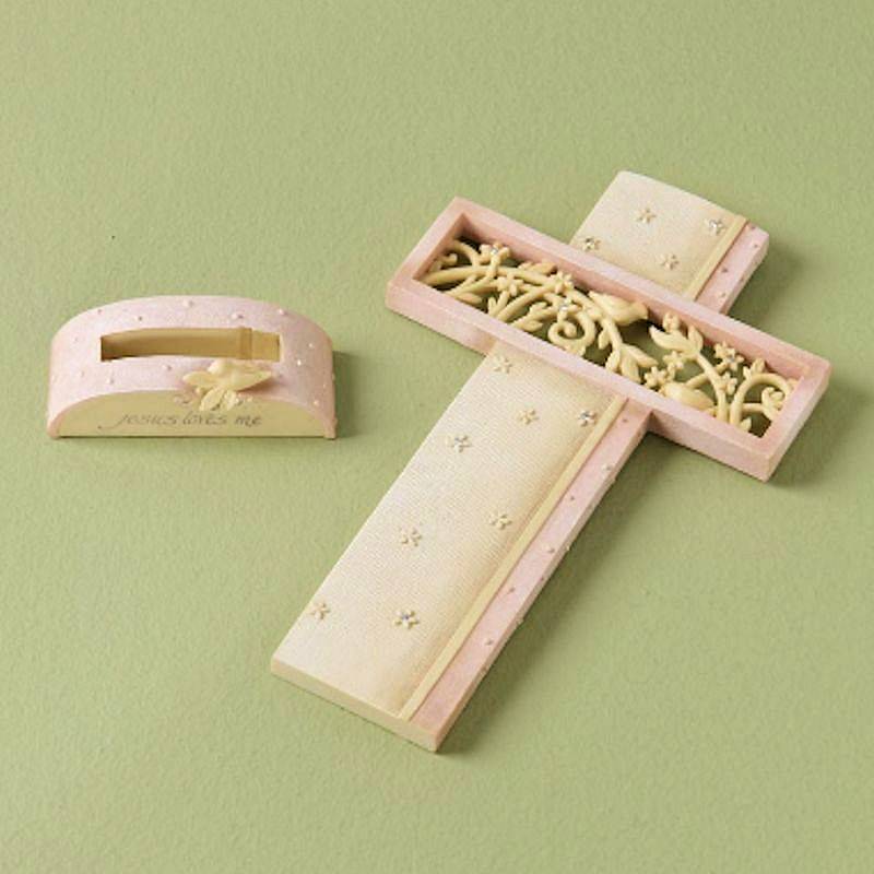 Jesus Loves Me Cross Figurine for a Girl by Foundations