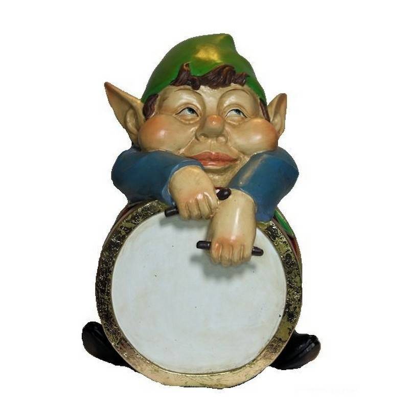 Elf Musician with Drum Christmas Figurine