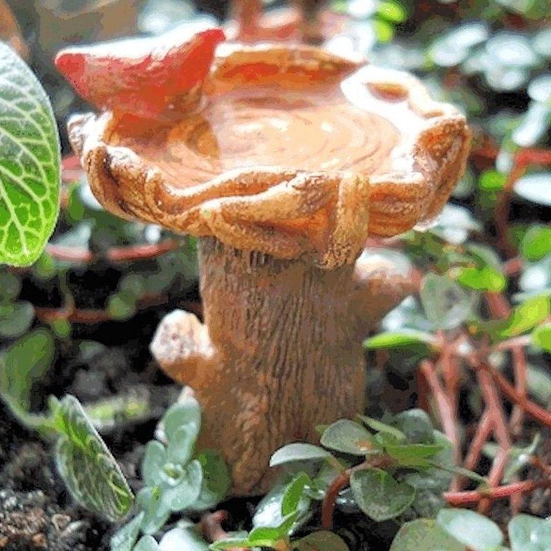 Bird Bath Fairy Garden Figurine Tree Stump Style