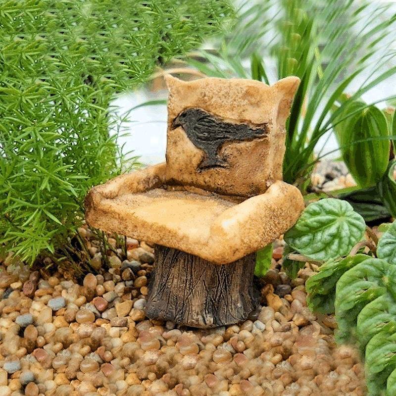 Chair Figurine Black Bird Fairy Garden Furniture