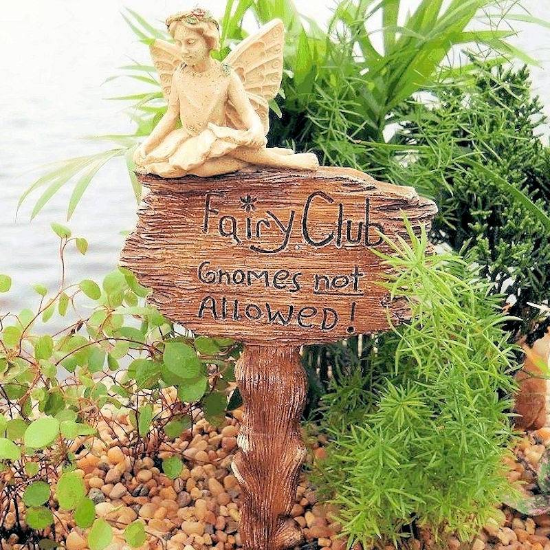 No Gnomes Sign Fairy Garden Figurine