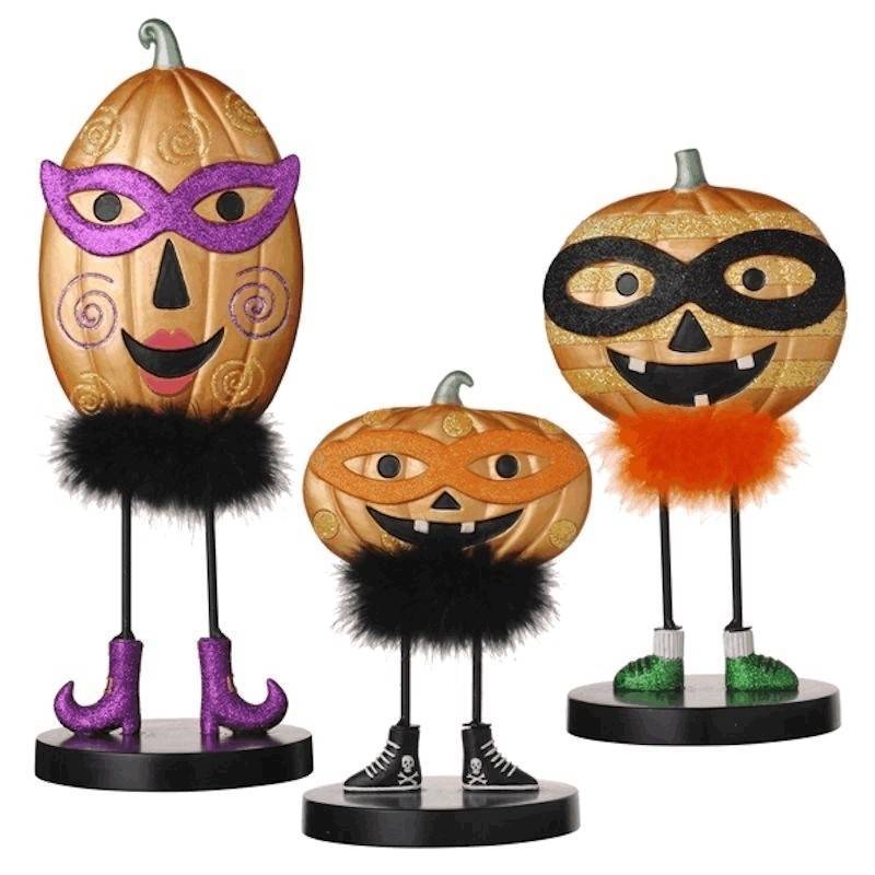 Ms Glamour Pumpkin Heads Halloween Figurines Set of 3