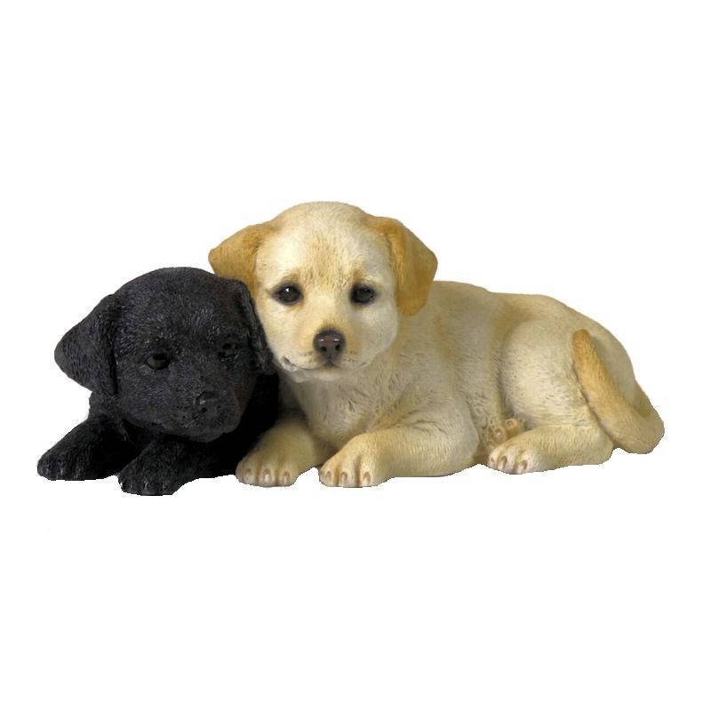 Labrador Puppies Black & Yellow Dog Figurine