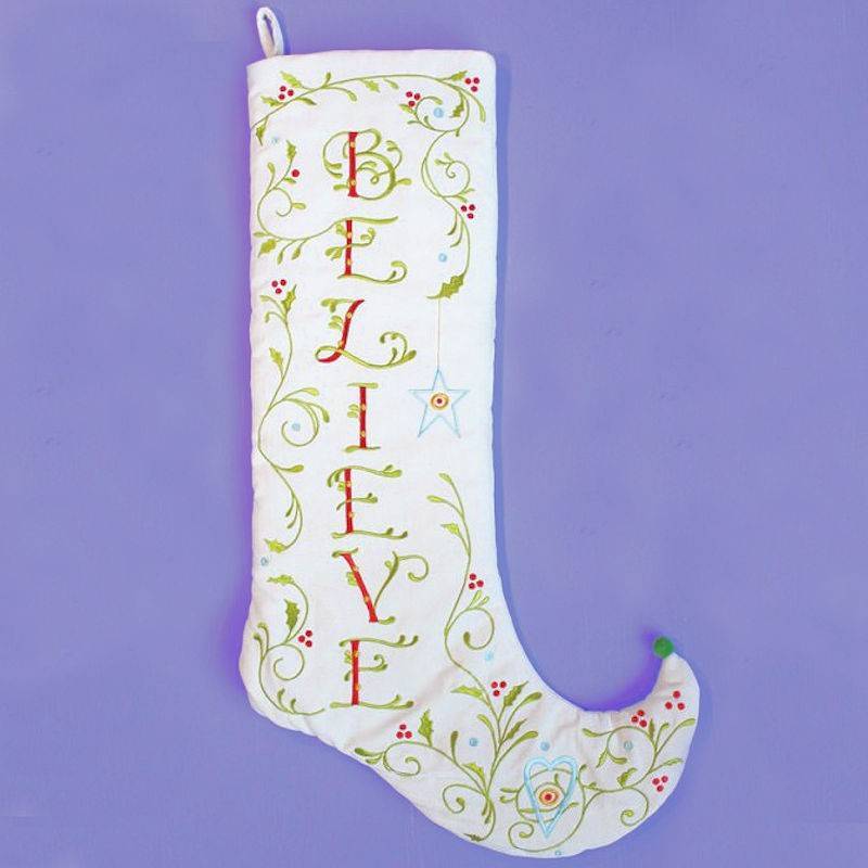 Believe Christmas Stocking by Patience Brewster