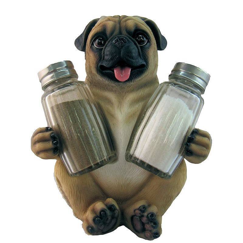 Pug Dog Figurine Pug'N' Pep Salt & Pepper Holder