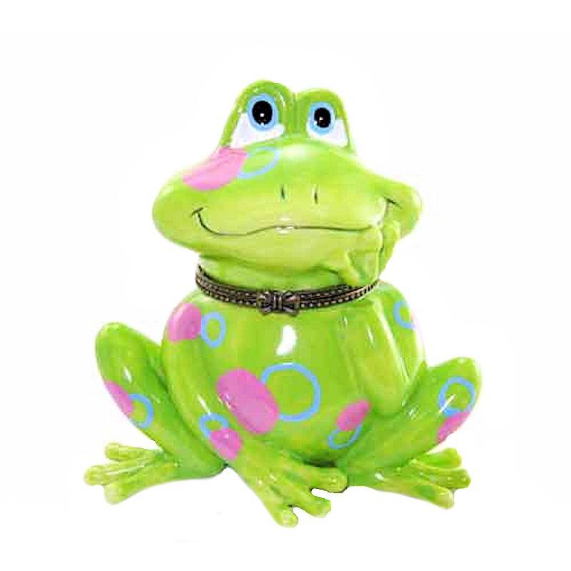 Green Frog Prince Waiting to be Kissed Trinket Box