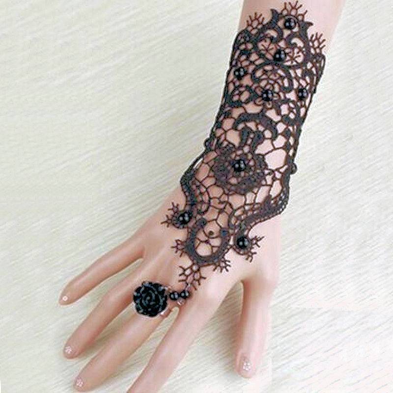 Elegant Lady Black Lace Glove Bracelet