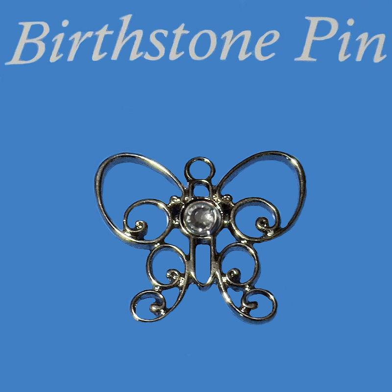 April Birthstone Butterfly Lapel Pin