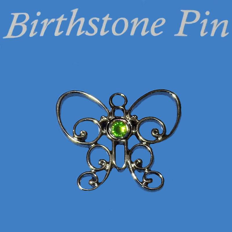 August Birthstone Butterfly Lapel Pin