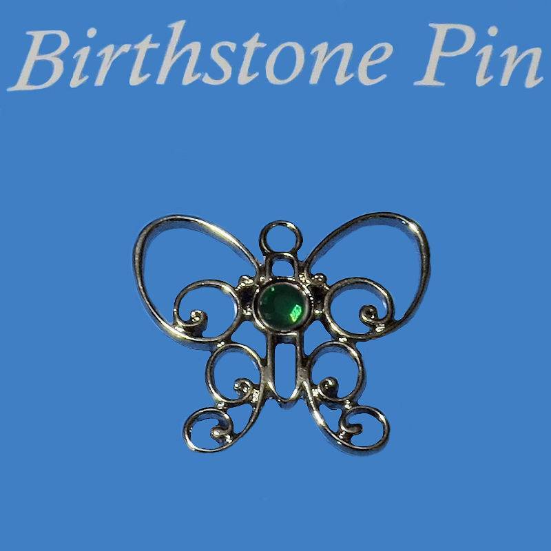 May Birthstone Butterfly Lapel Pin